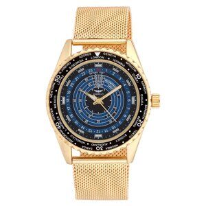 #21 NIB Gianello Spiral Velocity 41 Mesh Watch Gold Tone